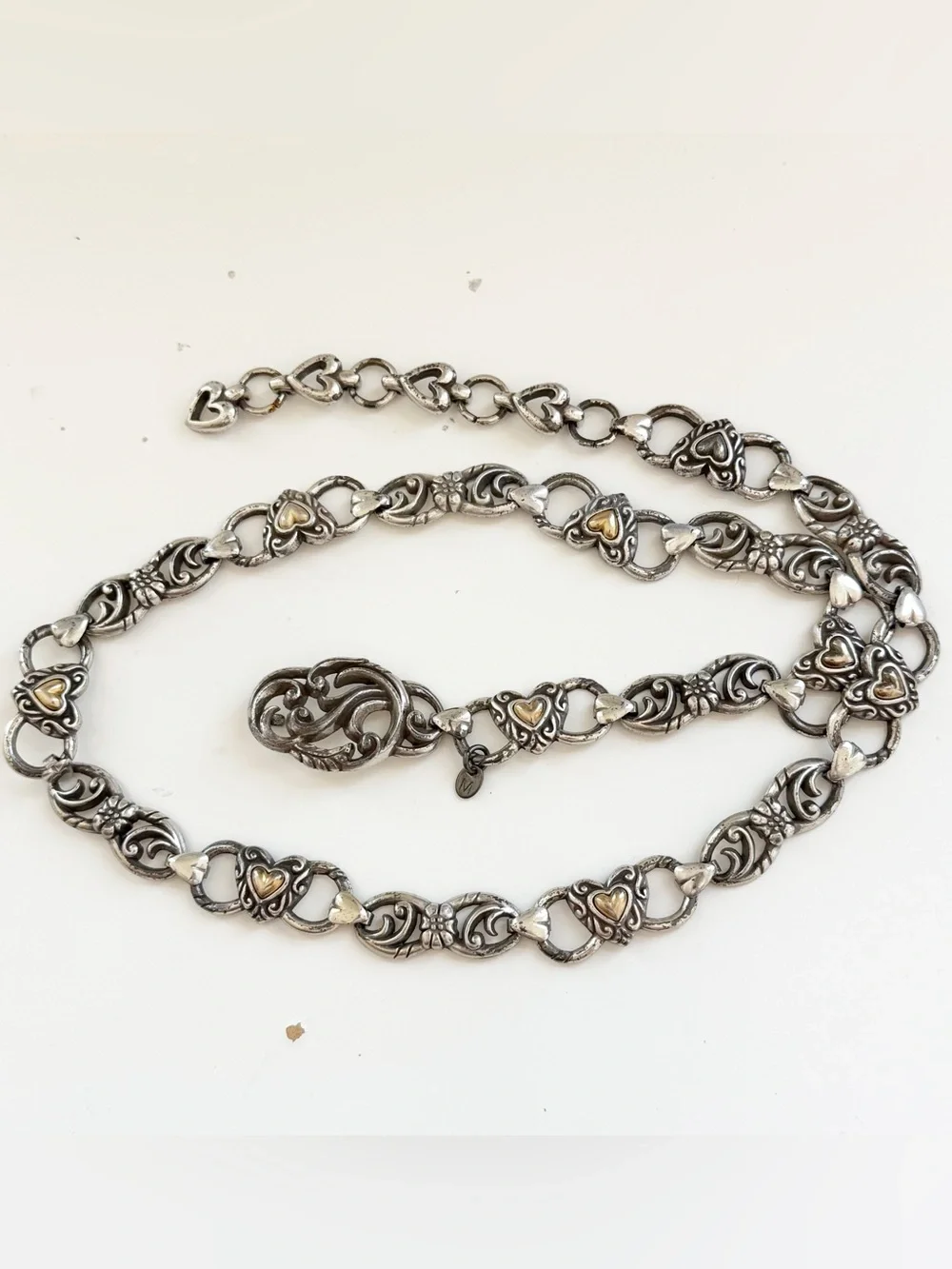Vintage Brighton Silvertone Heart Belt Metal Chain